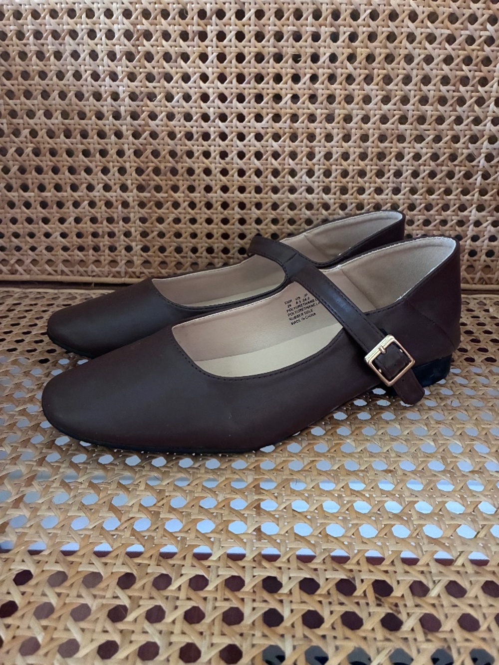 Fever Sole Brown Mary Jane Square Toe Ballet Flats 8